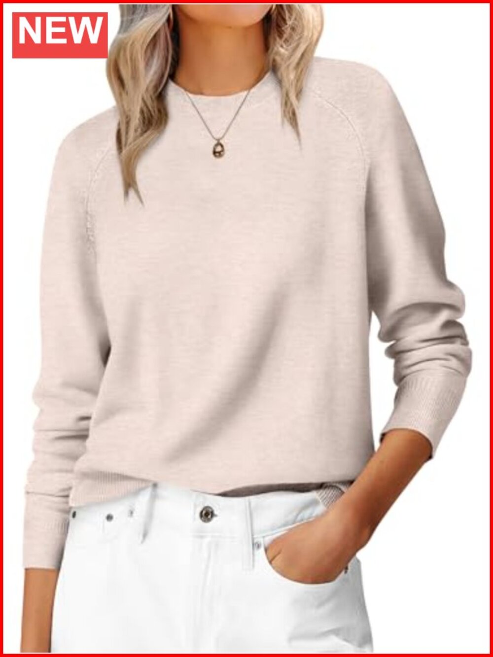 Women's Long Sleeve Crew Neck Lightweight Pullover Sweater Top